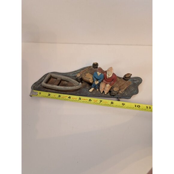 Vintage Collections Etc Figurine Couple On Dock Rowboat Dog Hand-Painted Resin 0 - Picture 7 of 7
